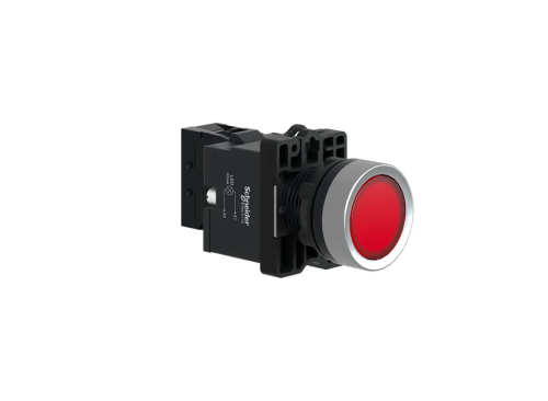 XA2EW34B1 Complete illuminated push button, Easy Harmony XA2, plastic, flush, red, 22mm, spring retu