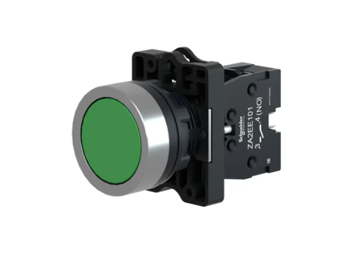 XA2EA31 Complete push button, Easy Harmony XA2, plastic, flush, green, 22mm, spring return, unmarked