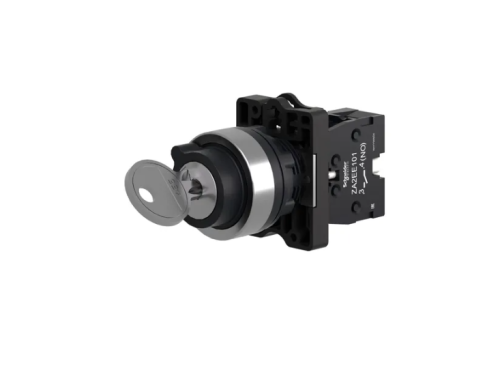 XA2EG21 Complete selector switch, Easy Harmony XA2, plastic, black, 22mm, key 455, 2 positions, stay