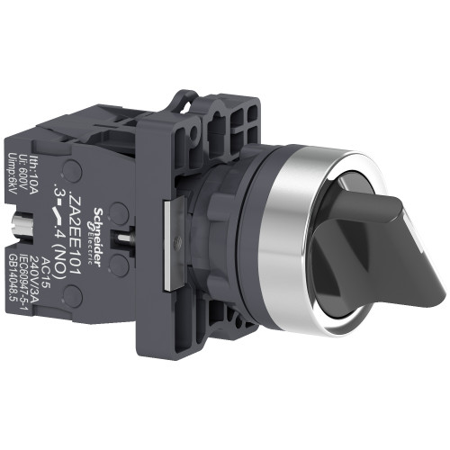 XA2ED53 Complete selector switch, Easy Harmony XA2, plastic, black, 22mm, 3 positions, spring return