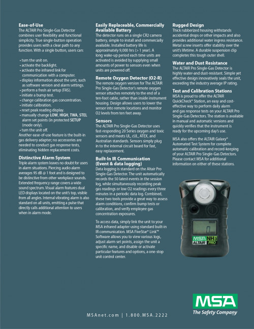 MSA ALTAIR® Pro Single-Gas Detector 3