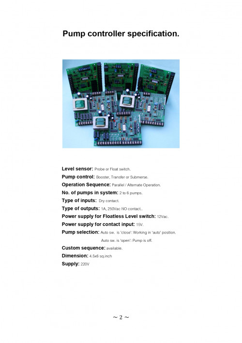 Booster pump controller ควบคุมปั๊มน้ำ 4 ปั๊ม รุ่น B400