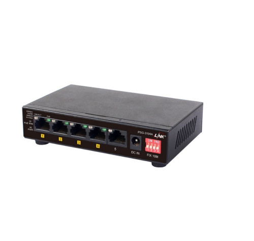 LINK รุ่น PSG-3104A 4-Port GIGABIT Ethernet PoE SWITCH (AC 60W); 4 GE (PoE) + 1 GE