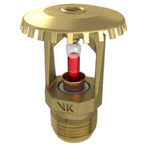 VIKING Sprinkler, Uplight, 68°C ,155°F SR VK100, glass bulb type,1/2 Inch. orifice,1/2 Inch.