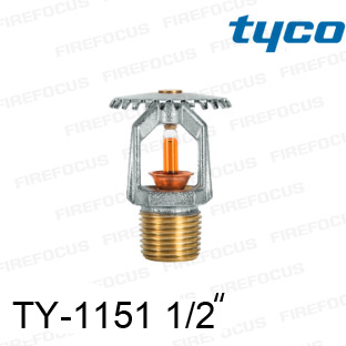 สปริงเกอร์แบบ Upright สีส้ม 155°F รุ่น TY-1151 (K2.8) 1/2 นิ้ว ยี่ห้อ TYCO