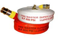 สายส่งน้ำดับเพลิงชนิดผ้าใบโพลีเอสเตอร์เคลือบยางสังเคราะห์ภายใน ยี่ห้อ Fire Master Super