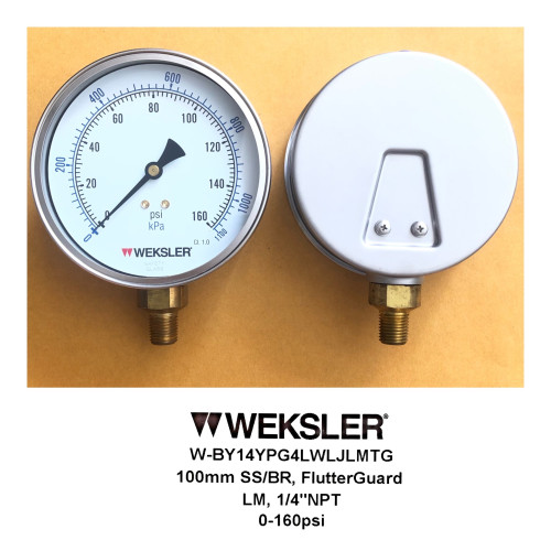 Weksler รุ่น BY14 Pressure Gauge เกจวัดแรงดัน หน้าปัด 4 นิ้ว เกลียว 1/4