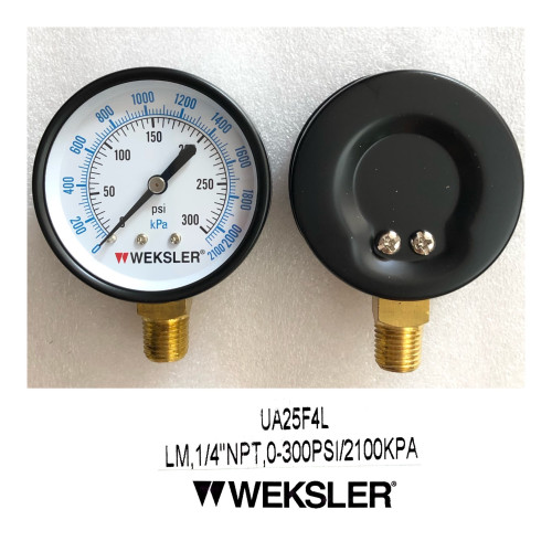 WEKSLER UA25F4L Dry Pressure Gauge,Steel Case,1/4
