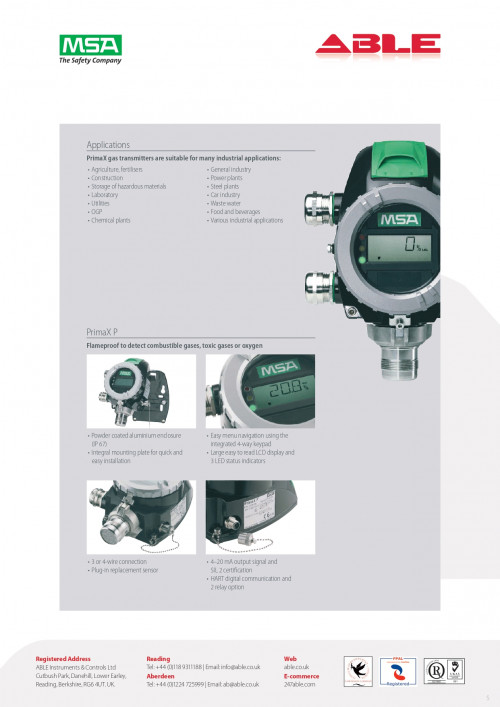 MSA PrimaX® P Gas Transmitter 5