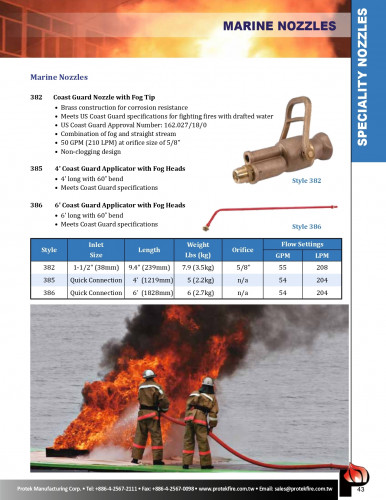 PROTEK 382 Coast Guard Nozzle with Fog Tips 1.5 