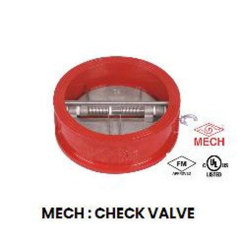 MECH DH77XSR Duo check valve, wafer type, ductile iron body, UL./FM or 300 psi., w.p. ANSI 150