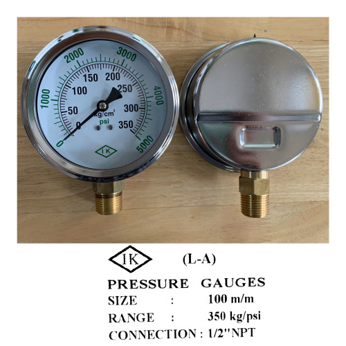 WEKSLER Pressure Gauges หน้าปัด 4 นิ้ว เกลียว 1/2