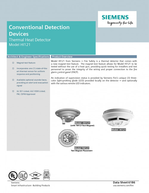 SIEMENS Conventional Heat Or Thermal Detector With Base DB-11C Model. HI121