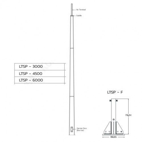 KUMWELL รุ่น LTSP - Series, Self - Standing Lightning Pole (Hot Dip Galvanized) Pole, Height 3-20 m.