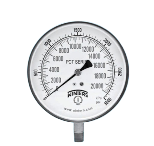 WINTERS รุ่น PCT 324 Series Gauge Contractor Stainless Steel Dual Scale, 0/160 psi/kpa