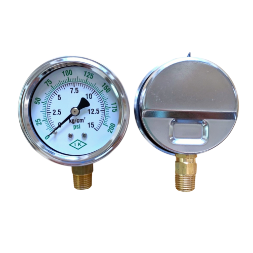 IK รุ่น 60-L-A Pressure Gauge Brass Bottom Range 0-15Kg&PSI NPT | 1/4