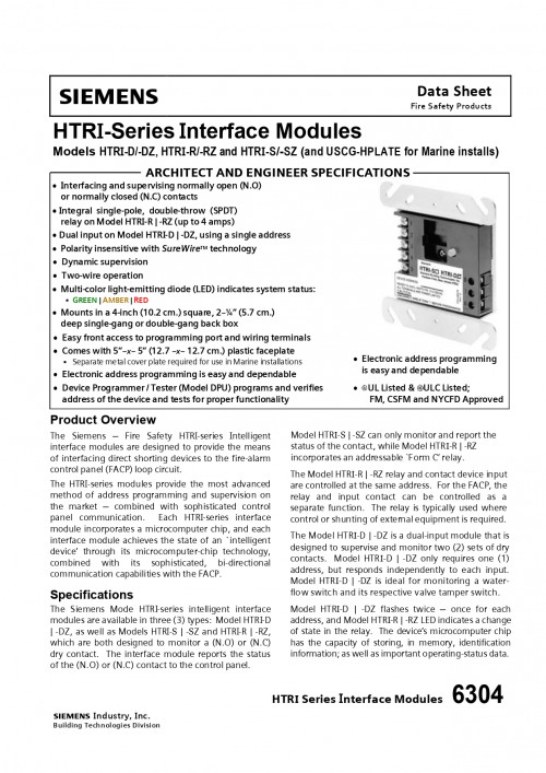 SIEMENS Single Input with Relay Module model. HTRIR