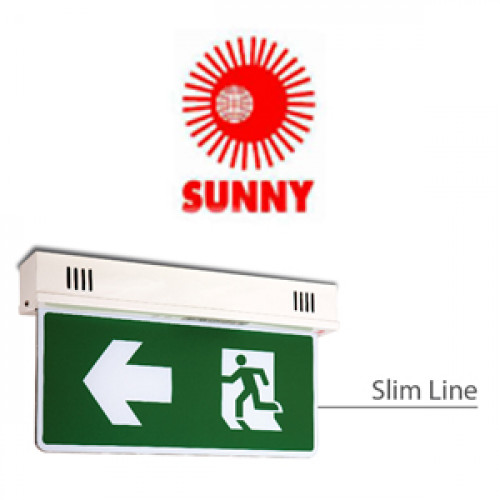 ป้ายไฟฉุกเฉินชนิดสลิมไลน์ แบบ 2หน้า รุ่น SLS2-10LED Mi-MH 3.6V  2100 mAh Back up 3 H. ยี่ห้อ Sunny