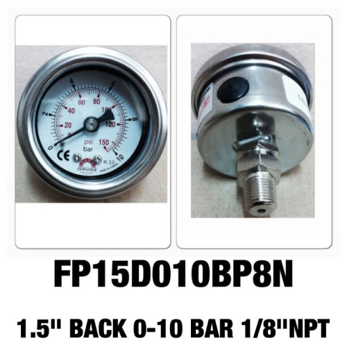 SAFE GAUGE รุ่น FP15D010BP8N Pressure Gauge 1.5 นิ้ว ออกหลังเกลียว Size1/8