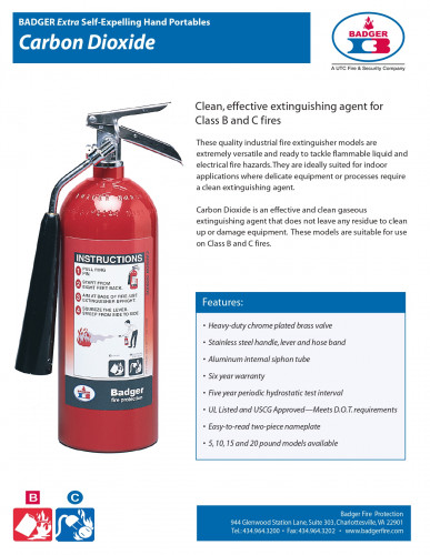 ถังดับเพลิง B15V-1 Fire Extinguisher 15 lbs., 10lbs UL listed 10 B:C. ยี่ห้อ BADGER 1