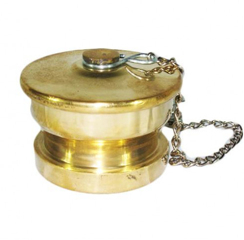 ฝาปิดสวมเร็วตัวผู้ ทองเหลืองขนาด 2.5 นิ้ว Male Quick Cap and Chain, Size 2-1/2 inch.