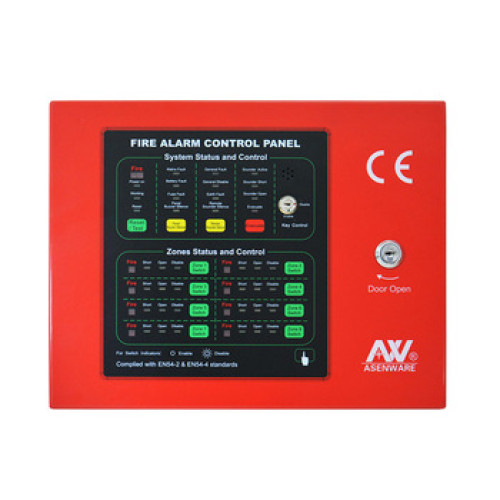 ASENWARE AW-CFP2166-8C model, 8 Fire alarm zone, 2 Bell outputs, 1 Fire relay, 1 Fault relay, plasti
