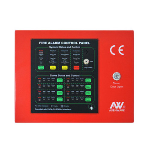 ASENWARE AW-CFP2166-6C model, 6 Fire alarm zone, 2 Bell outputs, 1 Fire relay, 1 Fault relay, plasti