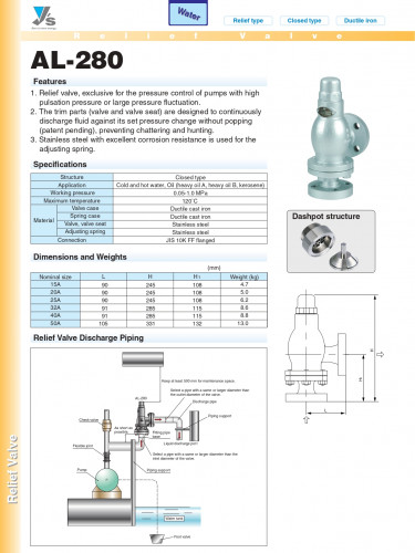 YOSHITAKE AL-280 Safety and Relief Valve model. AL-280 1