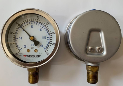 WEKSLER รุ่น BY12 Stainless 304 Bottom Type Compound Range -30-0-30 psi หน้าปัด 2.5 นิ้ว เกลียว 1/4