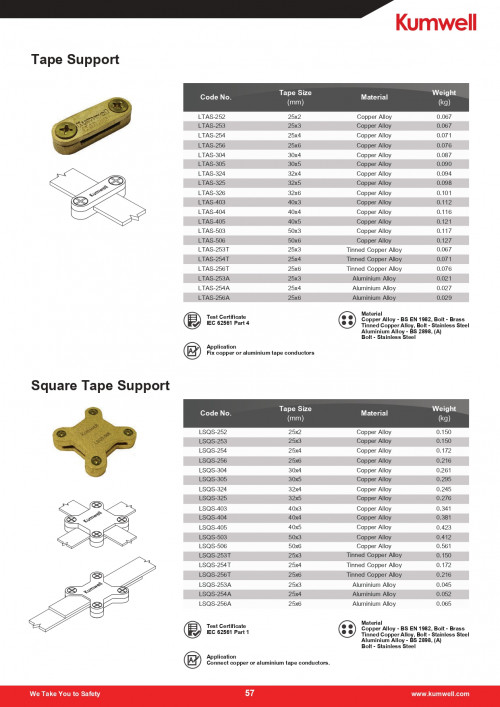 KUMWELL LSQS - 503 Square Tape Suppor Tape Size 50x3 mm 1