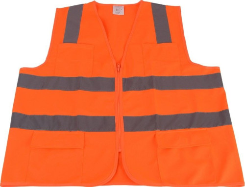 YAMADA Model. OR-6666PK เสื้อจราจรผ้าแฟบริค(มีกระเป๋า)  สีส้ม แถบสีเงิน 