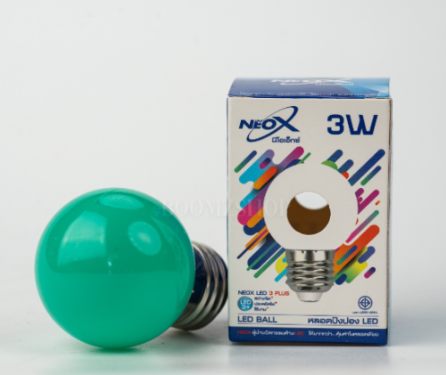 NEOX หลอด หลอดปิงปองสี 3Wสีเขียว  (บรรจุ200)