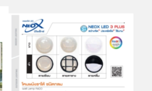 NEOX โคมผนังรุ่น RADOทรงกลม สีดำลายตาราง20W DAYLIGHT(บรรจุ20)