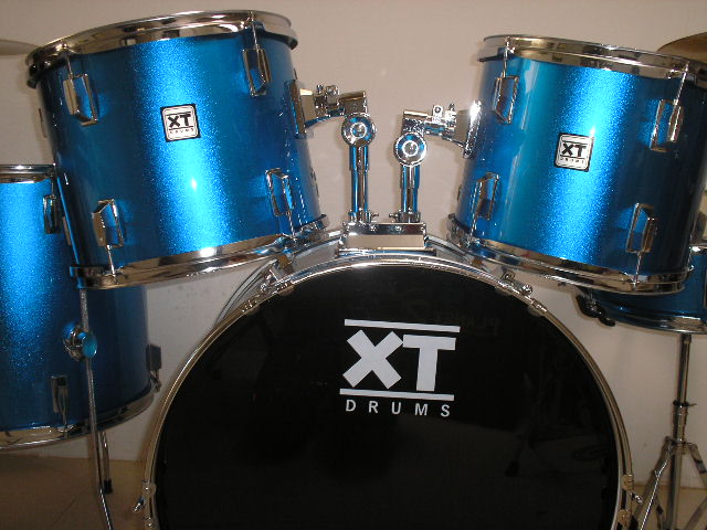 กลองชุด 5 ใบยี่ห้อ XT Drums แสนร์ไม้ ฉาบ 16 และ HH 1 คู่ ไม้ 7 ชั้น สีฟ้า คุณภาพดี 3