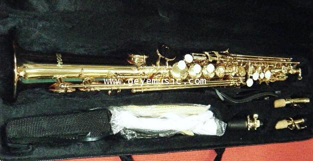 แซ็กโซโฟน โซบราโน่ สีทอง ยี่ห้อ WISDOM รุ่น GES1001 คุณภาพดี พร้อมกล่องและอุปกรณ์ครบชุด ราคาพิเศษ 2