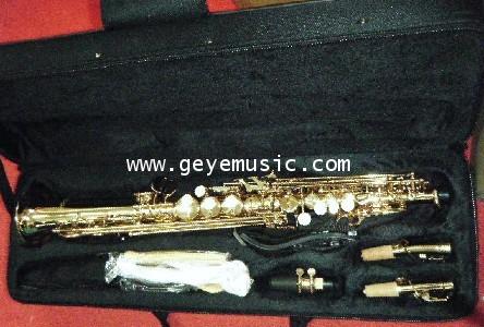 แซ็กโซโฟน โซบราโน่ สีทอง ยี่ห้อ WISDOM รุ่น GES1001 คุณภาพดี พร้อมกล่องและอุปกรณ์ครบชุด ราคาพิเศษ 3