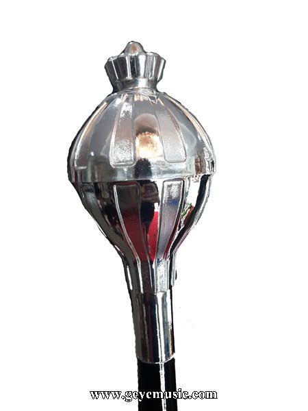 ไม้คฑา Lunar หัวมงกุฏพันเชือกสีชมพู 150 ซม. หัวทองและเงิน 2