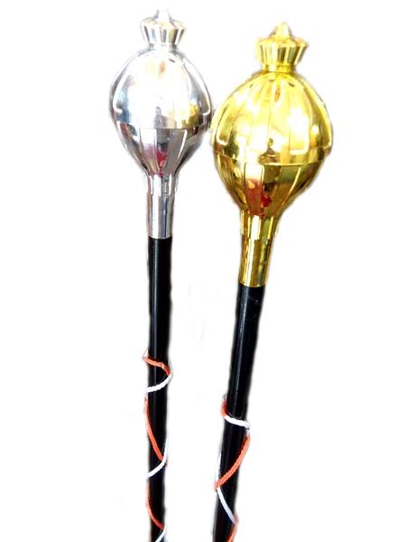 ไม้คฑา Lunar หัวมงกุฏพันเชือกสีส้ม 150 ซม. หัวทองและเงิน 1