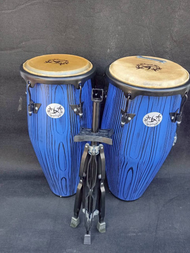 กลองทอมบ้าไม้ สีน้ำเงิน Triplesix 10 และ 11 นิ้ว พร้อมขาตั้ง 3