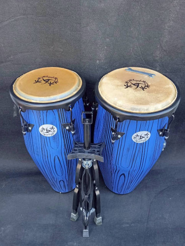 กลองทอมบ้าไม้ สีน้ำเงิน Triplesix 10 และ 11 นิ้ว พร้อมขาตั้ง 2