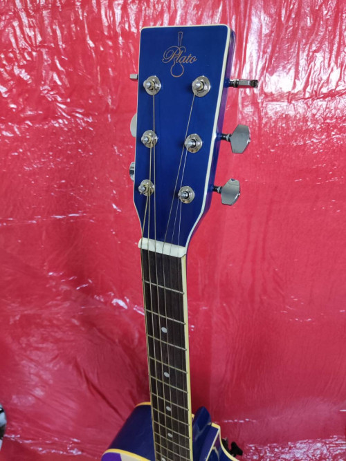 กีต้าร์โปร่ง ชายเว้า ลายธงชาติ Plato Acoustic guitar 39 Size, Cutaway UK designs ลดราคา ไม่ถึงสองพัน 4