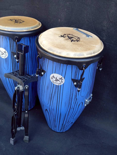 กลองทอมบ้าไม้ สีน้ำเงิน Triplesix 10 และ 11 นิ้ว พร้อมขาตั้ง 9