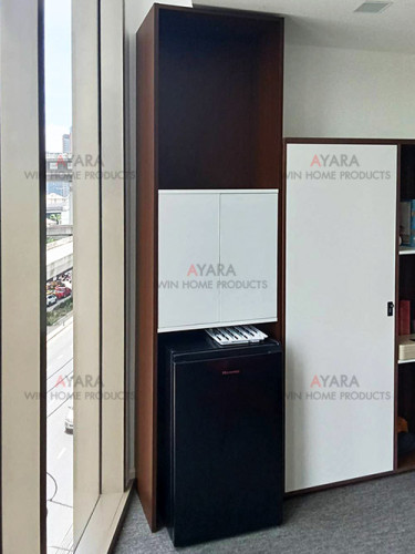 ตู้โชว์ Built-in โครง HMR กันชื้น ปิด Laminate สี 5213 SF