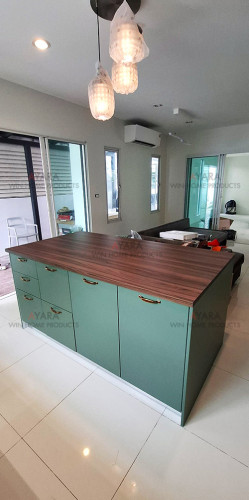 ชุดครัว Built-in โครงซีเมนต์บอร์ด หน้าบาน Hi Gloss สีเขียวด้าน - ม.พฤกษา ซีนเนอรี่ 6