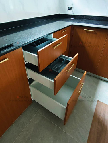 ชุดครัว Built-in โครงซีเมนต์บอร์ด หน้าบาน Laminate สี Bavarian Beach 2