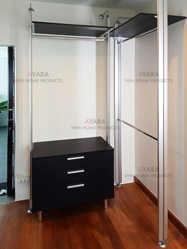 Walk in Closet - L Shape Melamine สีดำ 1