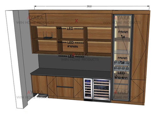 เคาน์เตอร์ Counter โครง HMR กันชื้น Melamine สีเทา + 5024-17 2