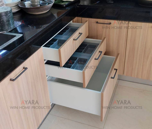 ชุดครัว Built-in โครงซีเมนต์บอร์ด หน้าบาน Melamine 5017-17 สีลายไม้ 3