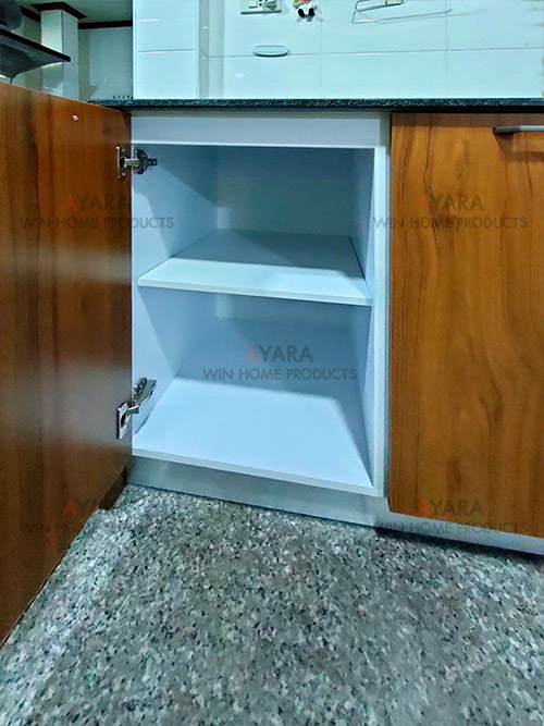 ชุดครัว Built-in โครงซีเมนต์บอร์ด หน้าบาน Melamine สี Canyon Mountain Walnut 3