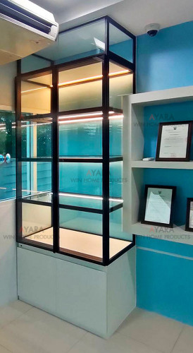 หน้ารายการสินค้า สินค้าล่าสุดคือ ชุดตู้โชว์ ตู้กระจก โครง Hmr กันชื้น
